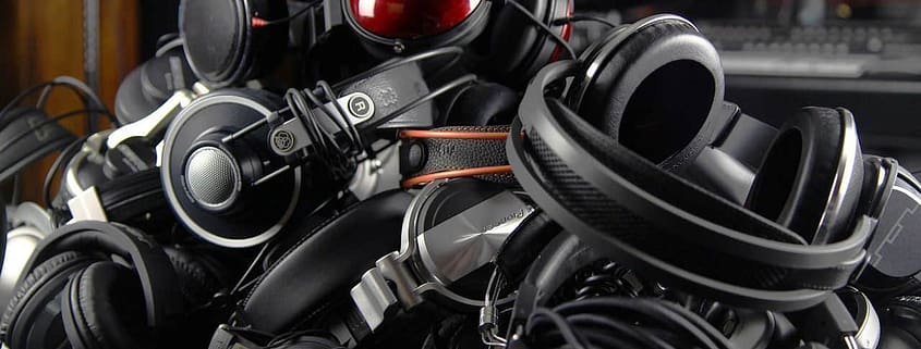 pile of headphones pile of headphones
